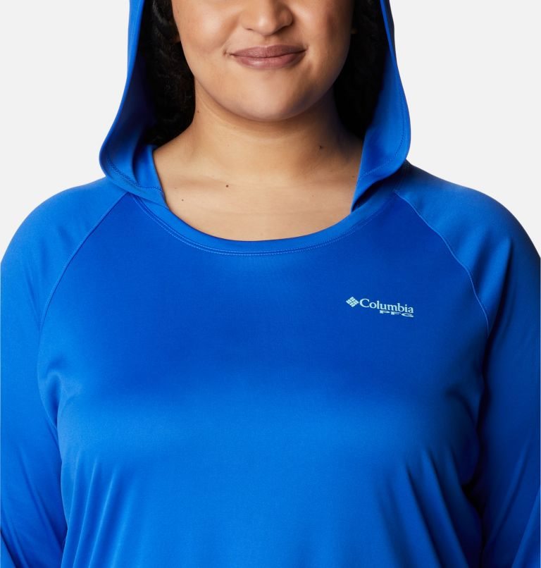 Women's Columbia PFG Tidal Tee Hoodie Blue | Plus Size CA-M5016